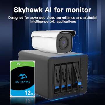 Seagate Skyhawk AI 12tb HDD 3.5 Inch SATA 6Gb/s 7200PRM 256MB Cache for NAS Internal Hard Drive for ...