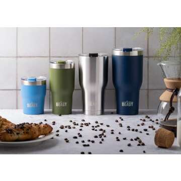 Beast 30 oz Tumbler Stainless Steel Vacuum Insulated Coffee Ice Cup Double Wall Travel Flask (Stainless Steel)