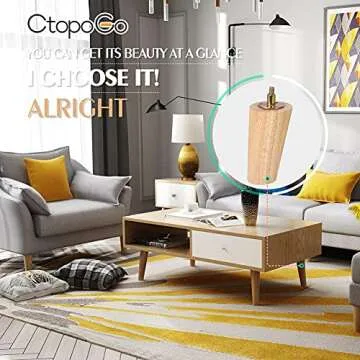 CtopoGo Wooden Solid Wood Round Furniture Legs Set of 4