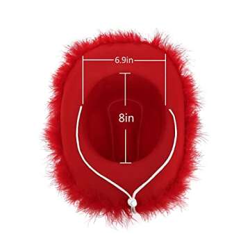 Amybasic Red Cowboy Hat, Red Cowgirl Hat, Feather Boa Cowgirl Hat for Teengae Girls or Women