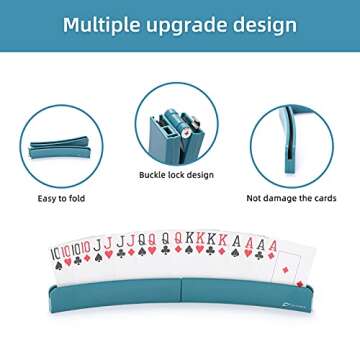 Fanwer Card Holders for Playing Cards, Hands-Free Curved Foldable Plastic Playing Card Holder for Kids Seniors, 2 Pack, 13.4Inches Long