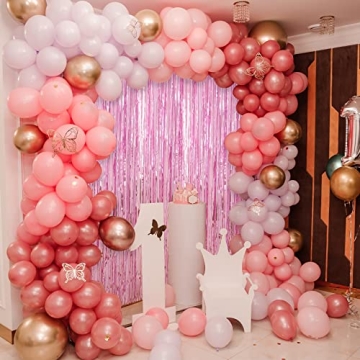 Crosize Pink Foil Fringe Backdrop Curtains for Party Fun