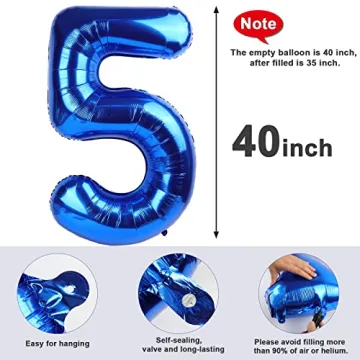 40 Inch Blue Number Balloons for Birthday Celebrations