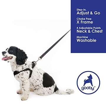 Gooby - Comfort X Step-in Harness, Choke Free Small Dog Harness with Micro Suede Trimming and Patented X Frame, Black, Small
