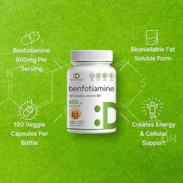 Benfotiamine 600mg Veggie Capsules for Energy & Health