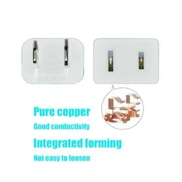 10FT White Flat and Thin 2 Prong Long Extension Cord for Indoor/Outdoor Use with Single Outlet - Ideal for Holiday Lights, Lamps, Cameras,Appliance ETL Listed (1 Pack)