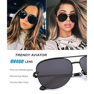 EYERNO Mirrored Aviator Sunglasses For Men Women Fashion Designer UV400 Sun Glasses(Black)