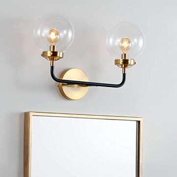 JONATHAN Y JYL9010A Caleb 2-Light 18" Brass Wall Sconce Contemporary Reversible for Bedroom Livingro...