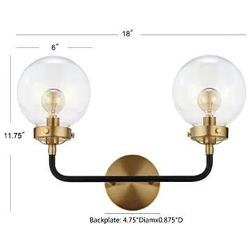 JONATHAN Y JYL9010A Caleb 2-Light 18" Brass Wall Sconce Contemporary Reversible for Bedroom Livingroom Bathroom Hallway, Brass Gold/Black