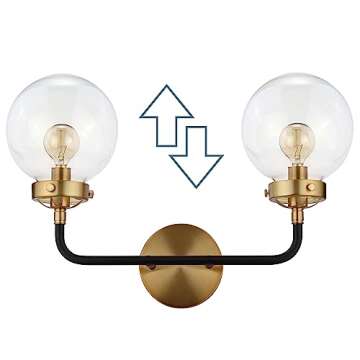 JONATHAN Y JYL9010A Caleb 2-Light 18" Brass Wall Sconce Contemporary Reversible for Bedroom Livingroom Bathroom Hallway, Brass Gold/Black