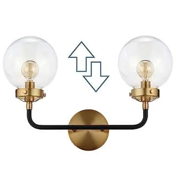 JONATHAN Y JYL9010A Caleb 2-Light 18" Brass Wall Sconce Contemporary Reversible for Bedroom Livingroom Bathroom Hallway, Brass Gold/Black