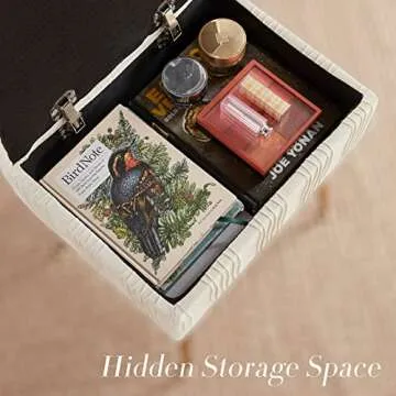 Soohow Vanity Chair Storage Vanity Stool Ottoman Foot Rest, Makeup Vanity Stool with Gold Hot Stamping, Vanity Chair for Makeup Room, Foot Stool for Living Room, Bedroom, Storage Ottoman，Metal Legs