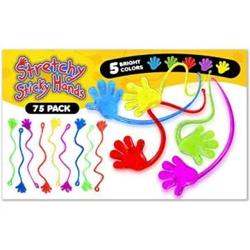 Giraffe Manufacturing 75-Pc Assortment Small & Large Glitter Slappy Hands, Valentines Day Gifts for Kids, Kids Party Favors Sticky Hands, Easter Basket Fillers, Birthday Party Favors, Classroom Prizes