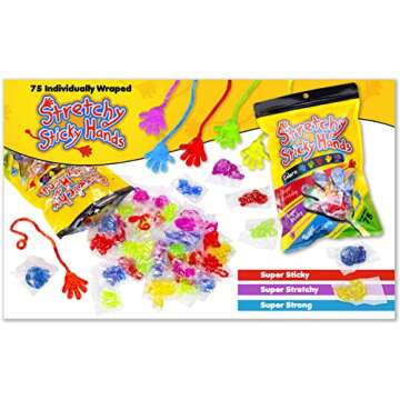Giraffe Manufacturing 75-Pc Assortment Small & Large Glitter Slappy Hands, Valentines Day Gifts for Kids, Kids Party Favors Sticky Hands, Easter Basket Fillers, Birthday Party Favors, Classroom Prizes