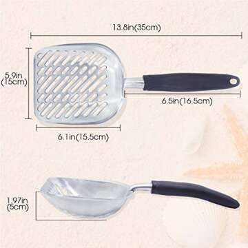 VIVAGLORY Cat Litter Scoop, Durable Metal Litter Scoop for Kitty, Sifter with Deep Shovel and Ergonomic Handle, Made of Heavy Duty Solid Aluminum, Jumbo Size, Navy Blue