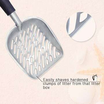 VIVAGLORY Cat Litter Scoop, Durable Metal Litter Scoop for Kitty, Sifter with Deep Shovel and Ergonomic Handle, Made of Heavy Duty Solid Aluminum, Jumbo Size, Navy Blue