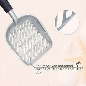 VIVAGLORY Cat Litter Scoop, Durable Metal Litter Scoop for Kitty, Sifter with Deep Shovel and Ergonomic Handle, Made of Heavy Duty Solid Aluminum, Jumbo Size, Navy Blue