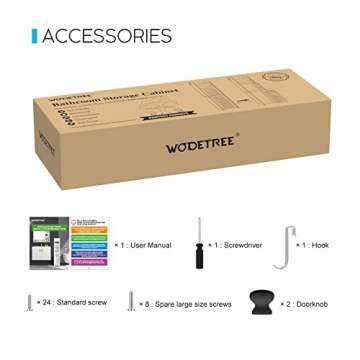 WODETREE Upgrade Small Bathroom Storage Cabinet with Doors and Shelves, W6.3 x D6 x H31 Bathroom Organizer, 4 Tier Design Toilet Paper Storage for Small Space and Corner(Black)