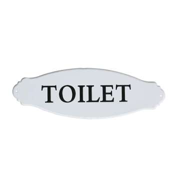Charming White Decorative Metal Toilet Sign for Any Room