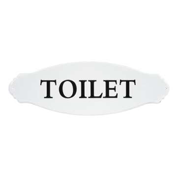 Charming White Decorative Metal Toilet Sign for Any Room