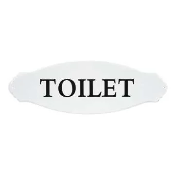 Charming White Decorative Metal Toilet Sign for Any Room