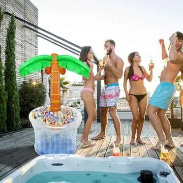 Zcaukya Inflatable Palm Tree Cooler, 60" Blow Up Palm Tree Cooler for Tropical Party Decorations, Hawaiian Party Supplies Pool Party Decorations