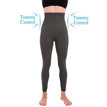 Homma Activewear Premium High Waist Compression Slimming Leggings (Small, Charcoal)
