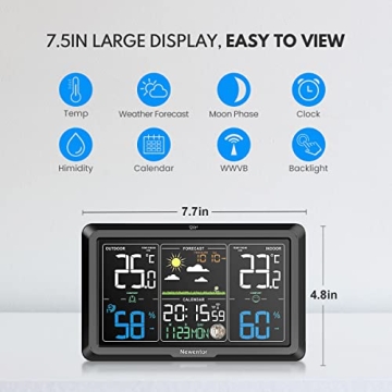 Newentor Weather Station Wireless Indoor Outdoor with Atomic Clock