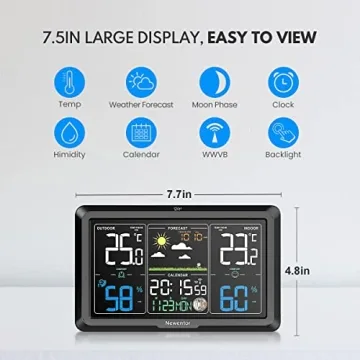 Newentor Weather Station Wireless Indoor Outdoor with Atomic Clock