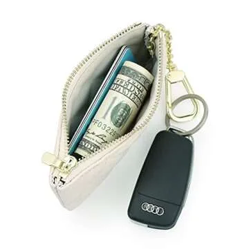 Mossruta Leather Mini Coin Purse Keychain Pouch