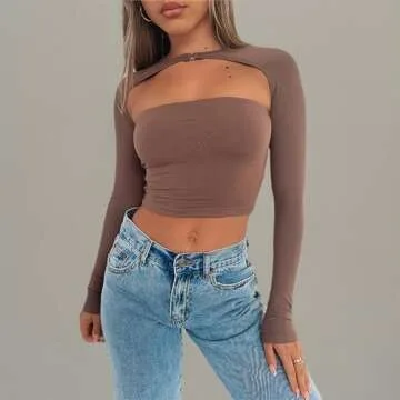 Chic Women Cutout Long Sleeve Crop Top for Stylish Nights Out