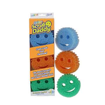 Scrub Daddy Colors Sponge Set - FlexTexture Sponge, Soft in Warm Water, Firm in Cold, Deep Cleaning, Dishwasher Safe, Multi-use, Scratch Free, Odor Resistant, Functional, Ergonomic, 3ct (Pack of 2)
