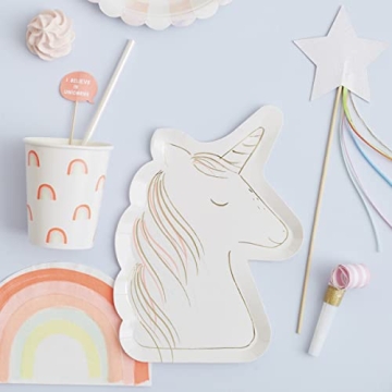 Meri Meri Unicorn Party Plates - Fun & Durable Disposable Set
