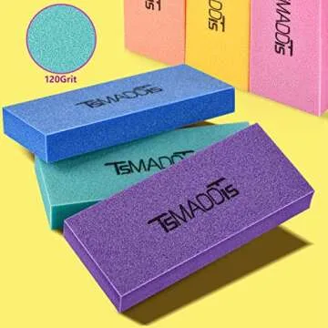 TsMADDTs Nail Files and Buffers Set with 6PCS Rectangular Buffers and 6PCS Black 100 180 Grit Files, Professional Nail Care Tools Kit for Women and Girls