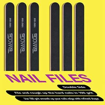 TsMADDTs Nail Files and Buffers Set with 6PCS Rectangular Buffers and 6PCS Black 100 180 Grit Files, Professional Nail Care Tools Kit for Women and Girls