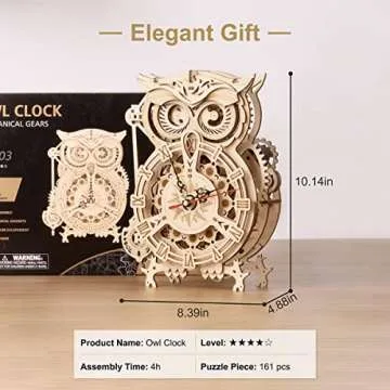 ROKR Owl Clock Puzzle - Unique DIY Craft Gift for All