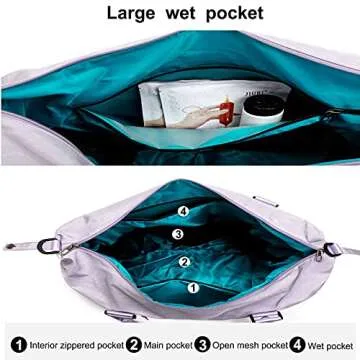 ESVAN Travel Tote Duffel Gym Bag Stylish Wet Pocket Carry-on