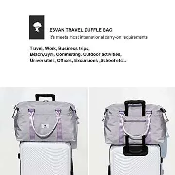 ESVAN Travel Tote Duffel Gym Bag Stylish Wet Pocket Carry-on