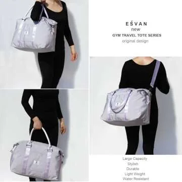 ESVAN Travel Tote Duffel Gym Bag Stylish Wet Pocket Carry-on