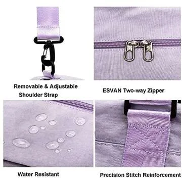 ESVAN Travel Tote Duffel Gym Bag Stylish Wet Pocket Carry-on
