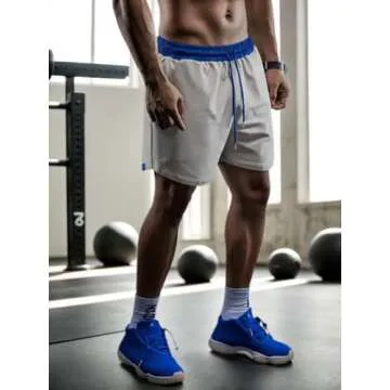 Monster Guardians Mens Athletic Gym Shorts 9" Workout Running Shorts Quick Dry Lightweight Mesh Basketball Shorts with Pockets,Navy XXL