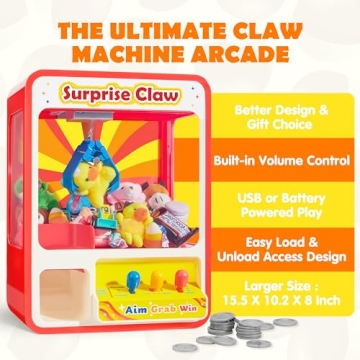 JOYIN Claw Machine Arcade Toy with LED Light Adjustable Sound