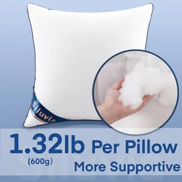 Siluvia 18"x18" Pillow Inserts Set of 2 Decorative 18" Pillow Inserts with 100% Cotton Cover Square Interior Sofa Throw Pillow Inserts Decorative White Pillow Insert Pair Couch Pillow