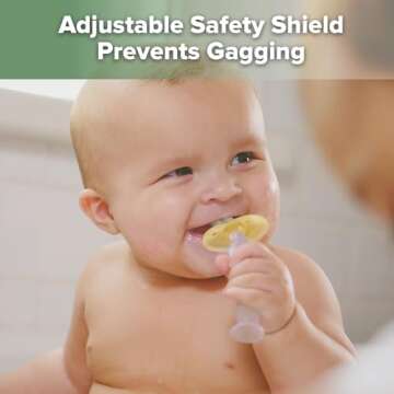 haakaa Infant Toothbrush, Easy to Hold 360° Baby Toothbrush, Train 6month+ Infants Babies and Toddlers for Oral Hygiene, Teether Effect for Sore Gums, 1pc (Clear)