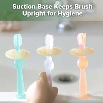 haakaa Infant Toothbrush, Easy to Hold 360° Baby Toothbrush, Train 6month+ Infants Babies and Toddlers for Oral Hygiene, Teether Effect for Sore Gums, 1pc (Clear)