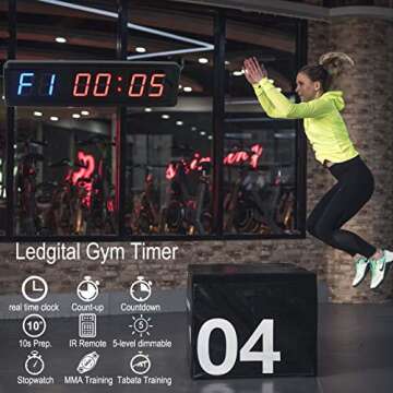 Ledgital Large Workout Clock - 14" Timer with Remote