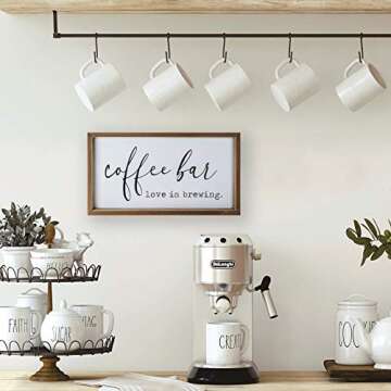 VILIGHT Coffee Signs for Coffee Bar Love Is Brewing - Farmhouse Coffee Wall Decor and Accessories - ...