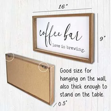 VILIGHT Coffee Signs for Coffee Bar Love Is Brewing - Farmhouse Coffee Wall Decor and Accessories - Coffee Cart Station Decorations - House Warming Gifts for New Home 16x9 Inches
