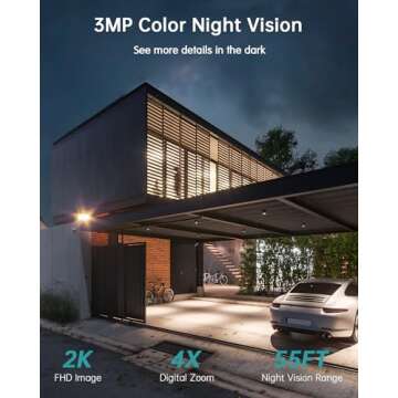 ZUMIMALL Security Cameras Wireless Outdoor - 2 Packs, 360° PTZ WiFi Battery Powered Cameras for Home Surveillance, Spotlight & Siren/PIR Detection/3MP Color Night Vision/2-Way Talk/IP66/Cloud