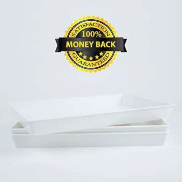 ImpiriLux White Platter Serving Tray Set 15" x 10.5" | Pack of 3 Plastic Party Platters and 3 Tongs | Ideal for Appetizers, Desserts, Catering and more